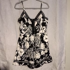 Black and White Floral Romper